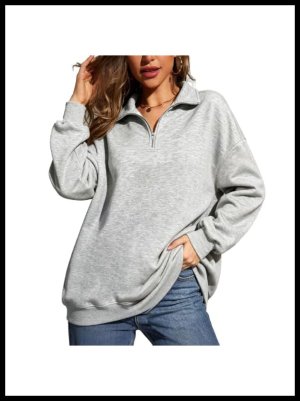Women's Crewneck Fleece Sweatshirt Loose Soft Pullover Long Sleeve